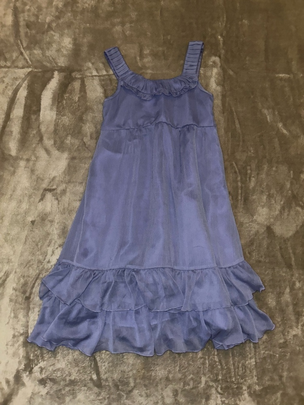 DKNY Periwinkle Blue Sleeveless Ruffled Midi Dress Kids M